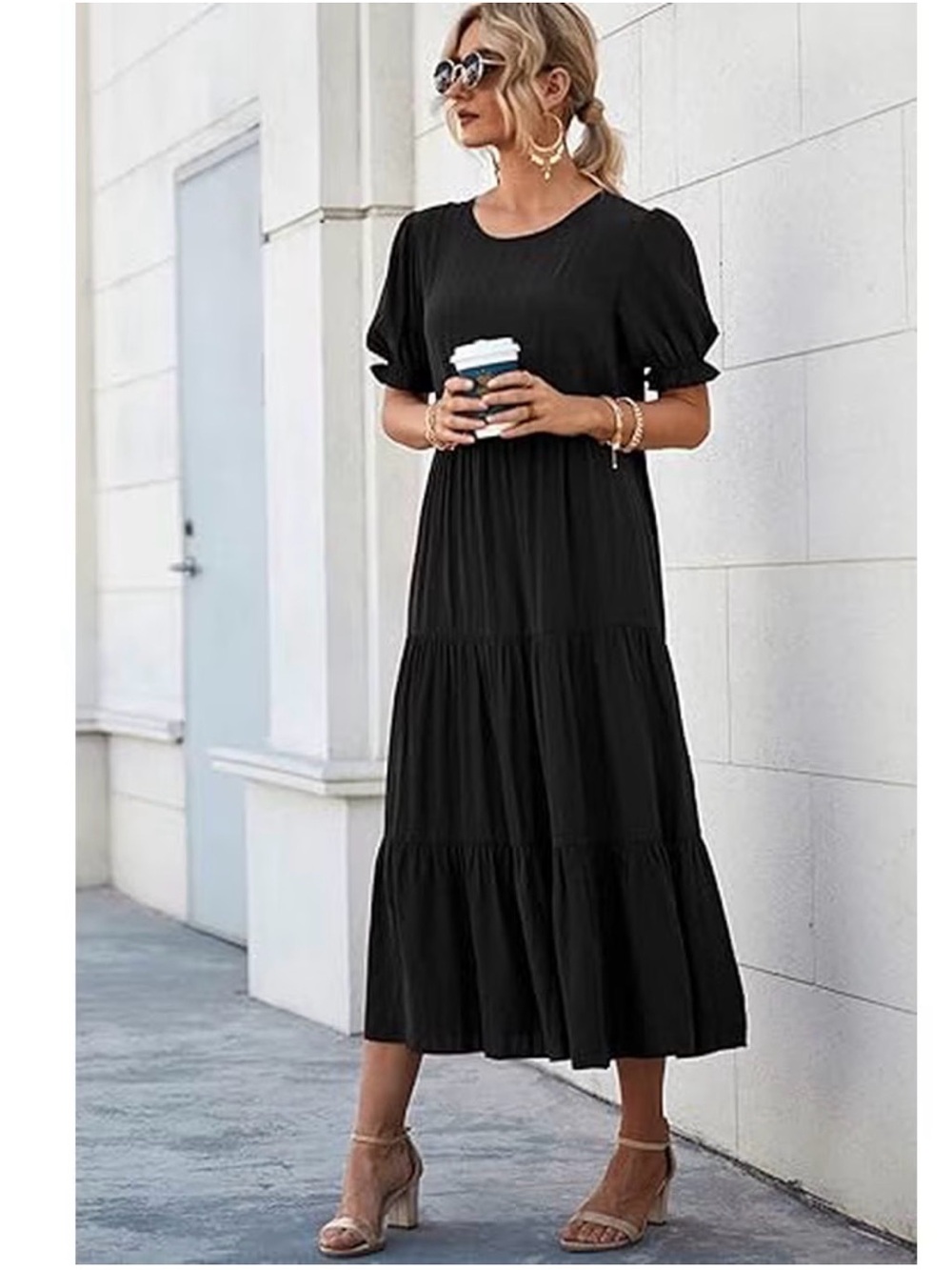 Pretty Gardens black midi dress